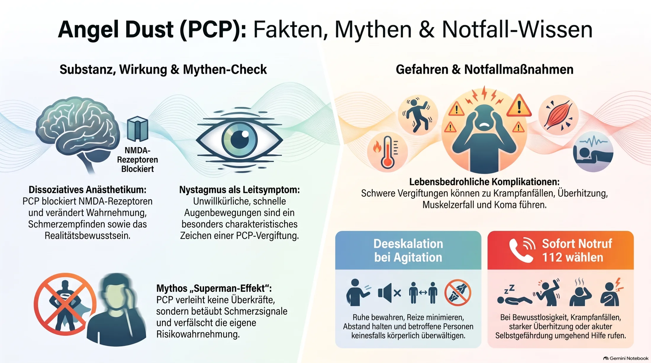 Angel Dust und PCP: Fakten, typische Vergiftungszeichen, Psychose, Nystagmus und Notfall-Wissen
