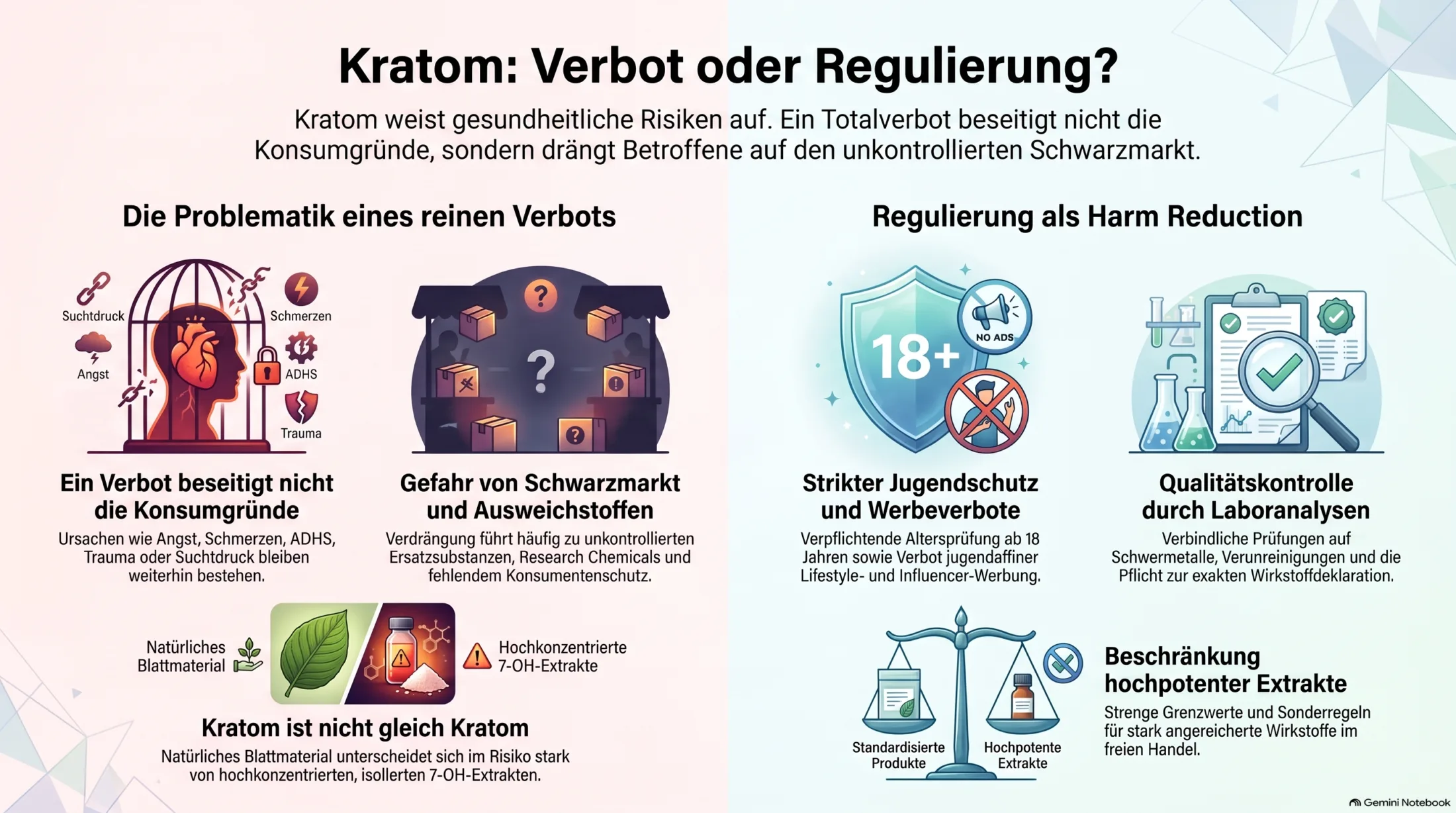 Kratom verbieten oder regulieren – Jugendschutz, Harm Reduction und Schwarzmarkt im Vergleich