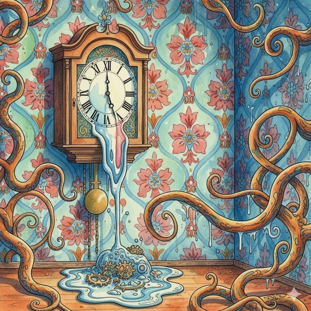 Künstlerische Darstellung der psychedelischen Wirkung von LSD, bei der die Realität zu schmelzen und zu atmen beginnt.