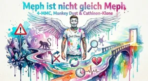 Symbolbild zu Mephedron, Meph, 4-MMC, 3-MMC, Monkey Dust, Cathinon-Klonen, Falschdeklarationen, Methamphetamin-Abgrenzung, Nachlegedruck, Drug Checking und Harm Reduction.