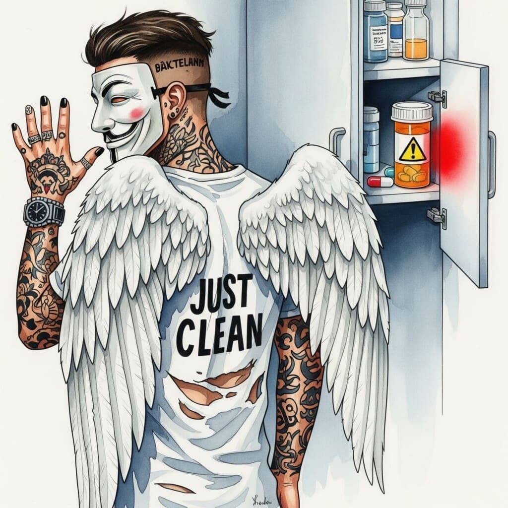 Ein geöffneter Medizinschrank, in dem eine einzelne, unscheinbare Tablettenschachtel mit einem Warnsymbol oder einem leuchtenden Rotton versehen ist. Symbolisiert die versteckte Gefahr unter verschreibungspflichtigen Medikamenten. "Gefahr Medikamentenmissbrauch", "Atypische Antipsychotika", "verschreibungspflichtige Drogen"