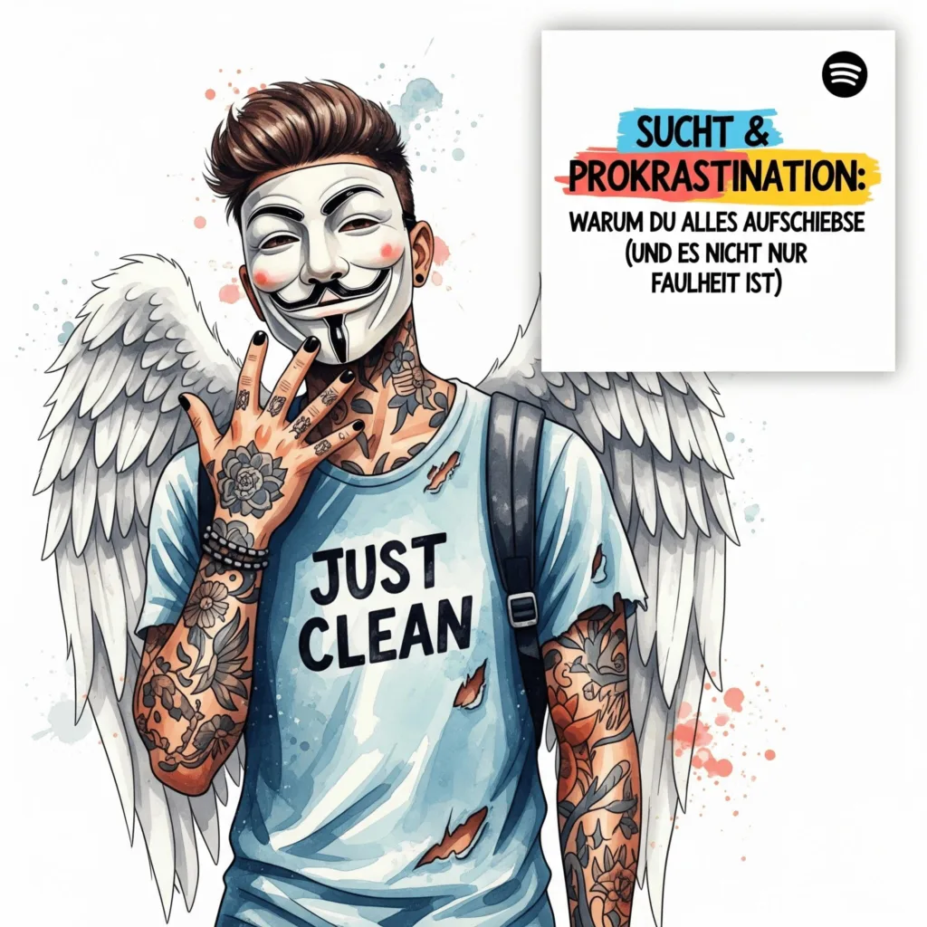 Sucht & Prokrastination: Warum du alles aufschiebst (und es nicht nur Faulheit ist). Podcast und Artikel Titelbild