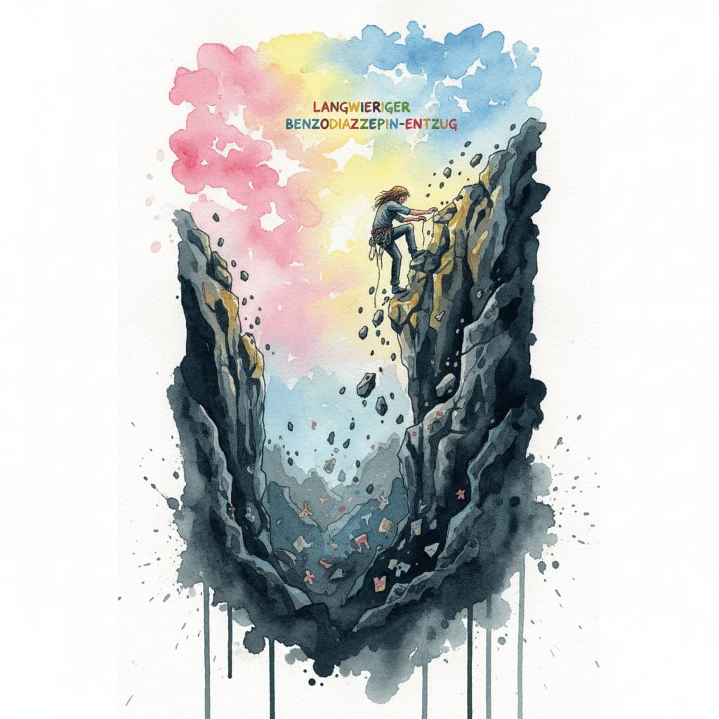 Künstlerische Darstellung des langen und extrem schwierigen Entzugs von Clonazepam.