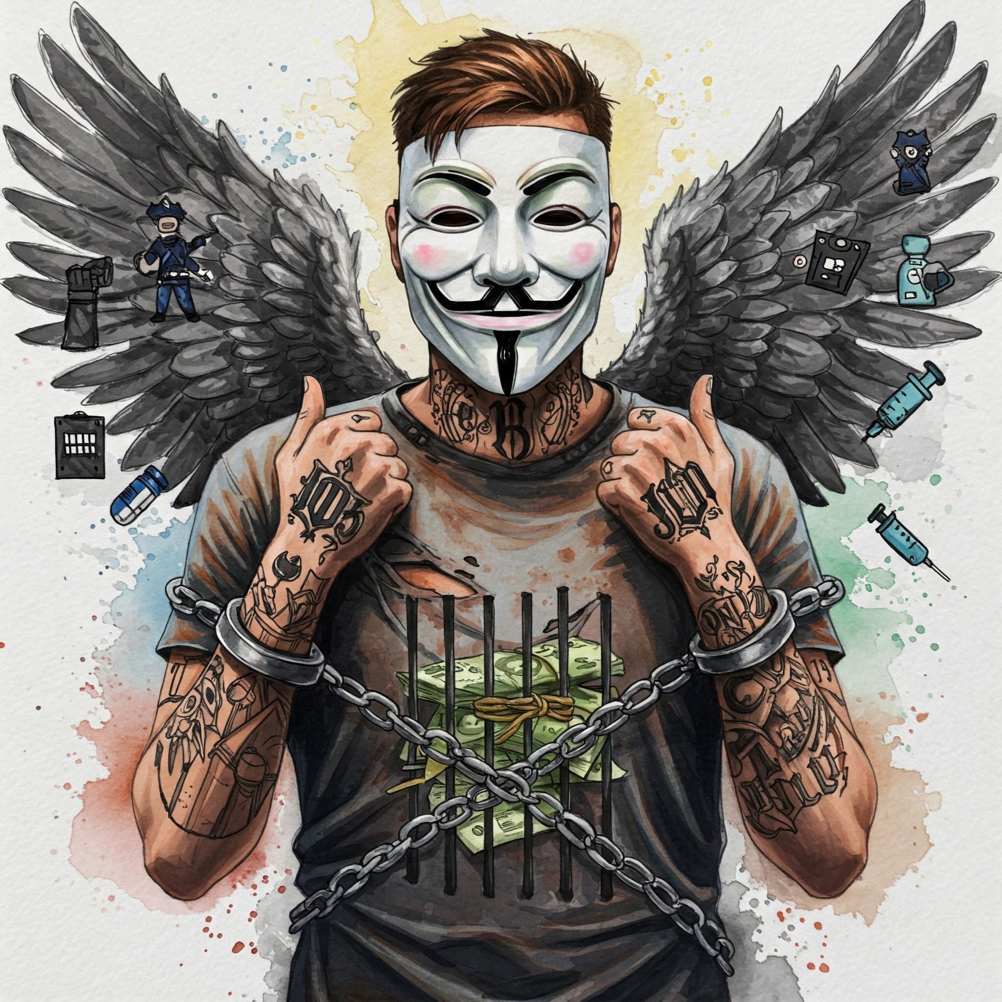 Bild nach dem Abschnitt über die "Abwärtsspirale". Symbolbild: Eine Kette aus Handschellen, die zu einem Haufen Geldscheine führt, der aber hinter Gittern liegt. Oder eine Grafik einer Spirale, die nach unten führt mit Icons für Polizei, Gefängnis, Schulden, Spritze.

Keywords für Alt-Text: Folgen Drogenhandel, Gefängnis Drogen verkaufen, Abwärtsspirale Kriminalität Sucht, Vorstrafe Drogen