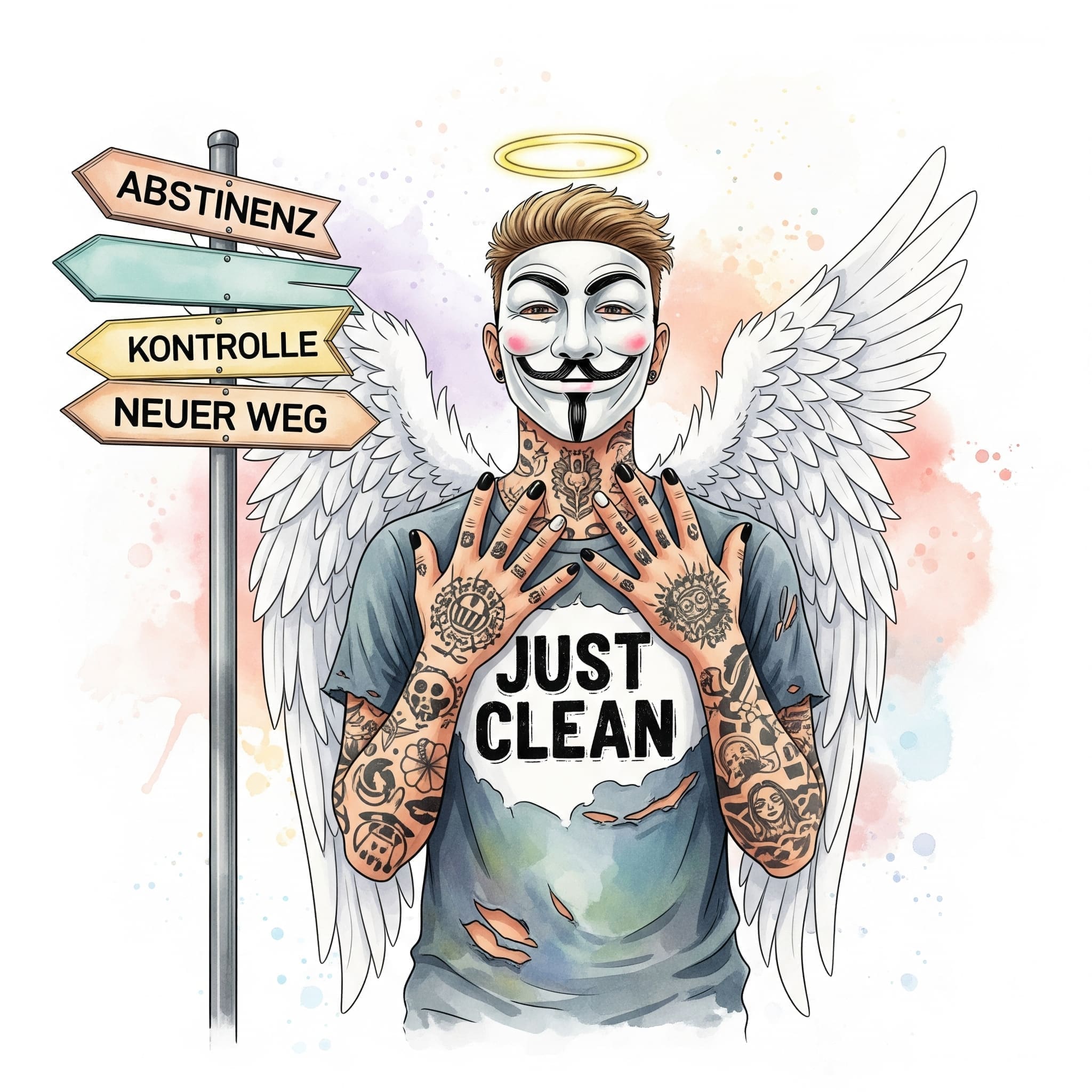 Ein Wegweiser mit mehreren Pfeilen, die in verschiedene Richtungen zeigen. Einer könnte "Abstinenz", ein anderer "Kontrolle", ein dritter "Neuer Weg" heißen. Symbolisiert den zieloffenen Ansatz. "zieloffener Ansatz Suchthilfe", "Balanx Berlin", "individueller Weg"