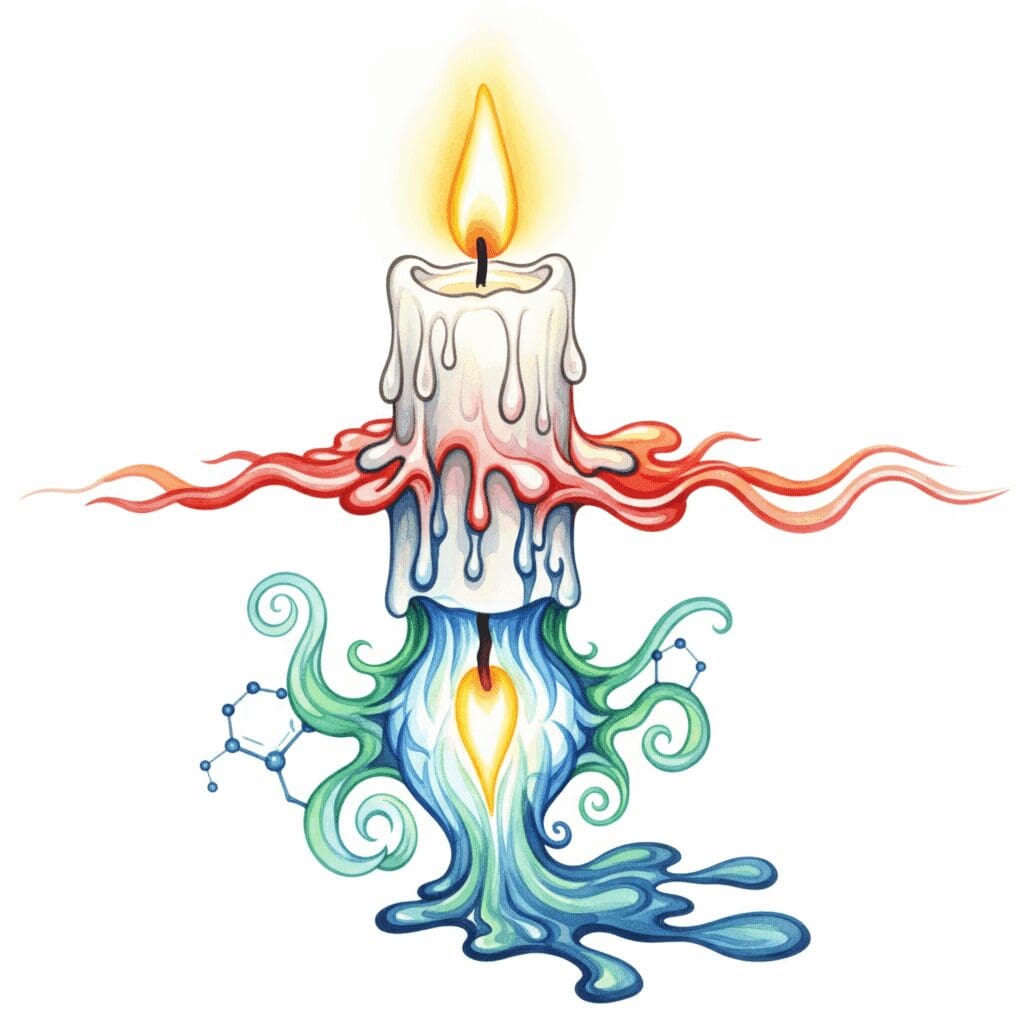 Symbolische Darstellung, wie Amphetaminkonsum und andere Risikofaktoren das Leben wie eine Kerze an beiden Enden verbrennen und das Schlaganfallrisiko erhöhen.