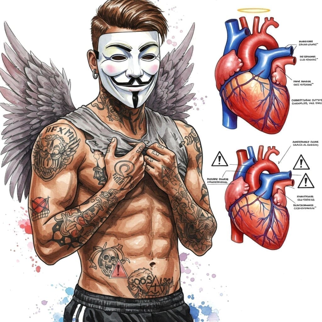 Eine Infografik oder stilisierte Darstellung des Herz-Kreislauf-Systems mit Warnsymbolen an Herz und Gefäßen.

Keywords: Herz Drogen, Kreislauf Drogen, Kokain Herzinfarkt, Amphetamine Herz, Drogen Blutdruck