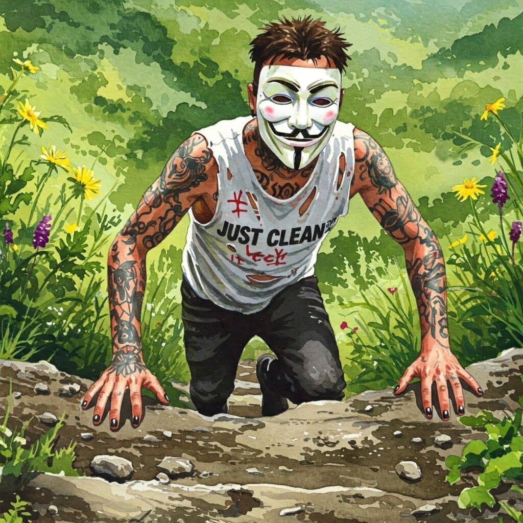 Eine Person, die einen schwierigen Weg oder eine Treppe hinaufgeht. Keywords: Jugendlicher Weg, Therapie Beginn, Herausforderung, Sucht Überwinden