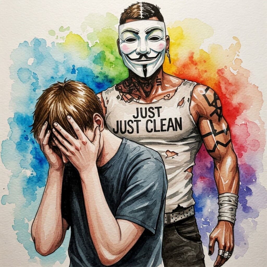 Eine junge Person, die den Kopf in die Hände stützt und überfordert aussieht. Keywords: Rückfall Angst, Überforderung Jugendliche, Suchtdruck Gefühl, Allein mit Problemen