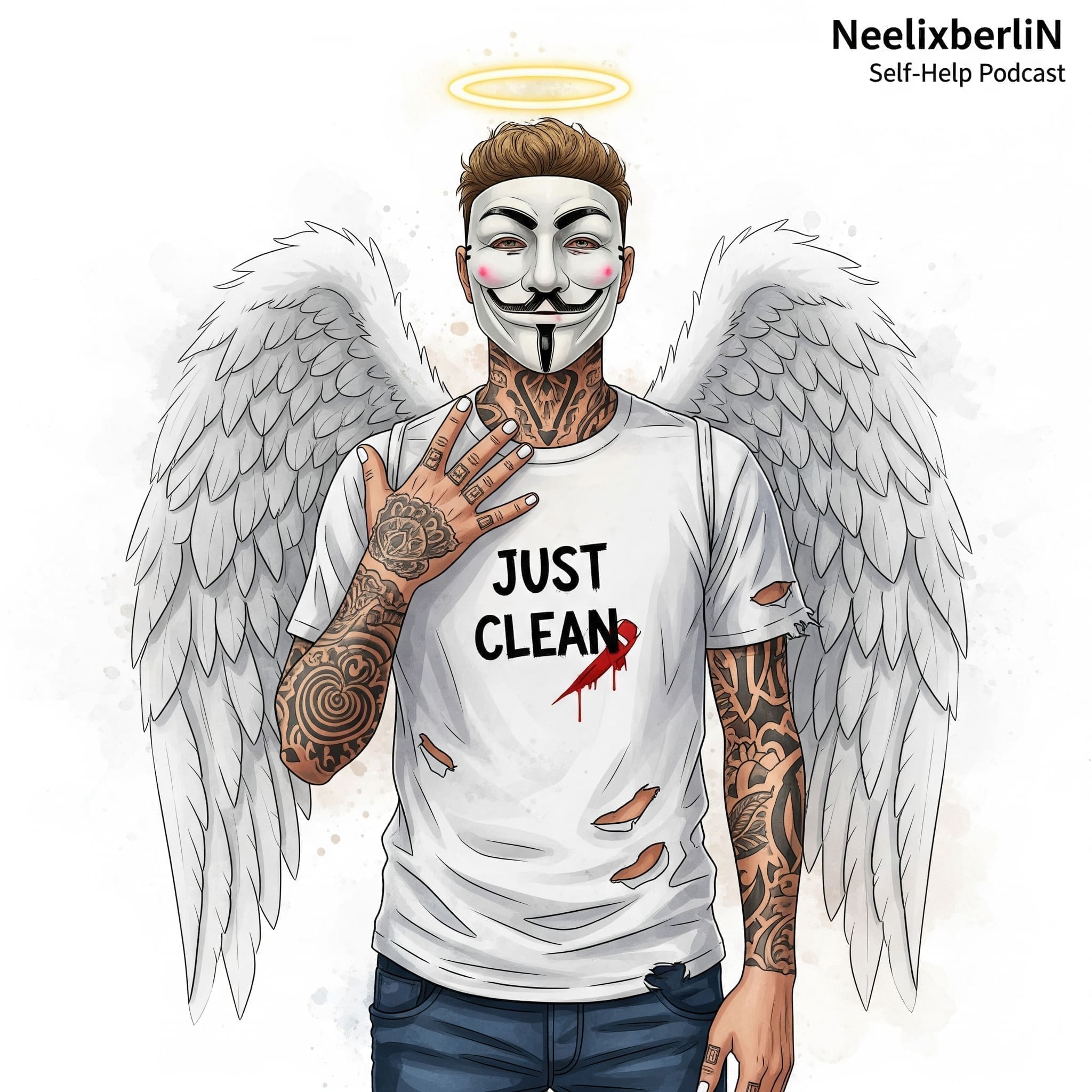 Eine Person blickt hoffnungsvoll in die Ferne (z.B. Sonnenaufgang) oder eine helfende Hand wird ausgestreckt. Vorgeschlagener Alt-Text (anpassen!): Selbsthilfe-Podcast Clean mit NeelixberliN bietet Hoffnunng und Unterstützung