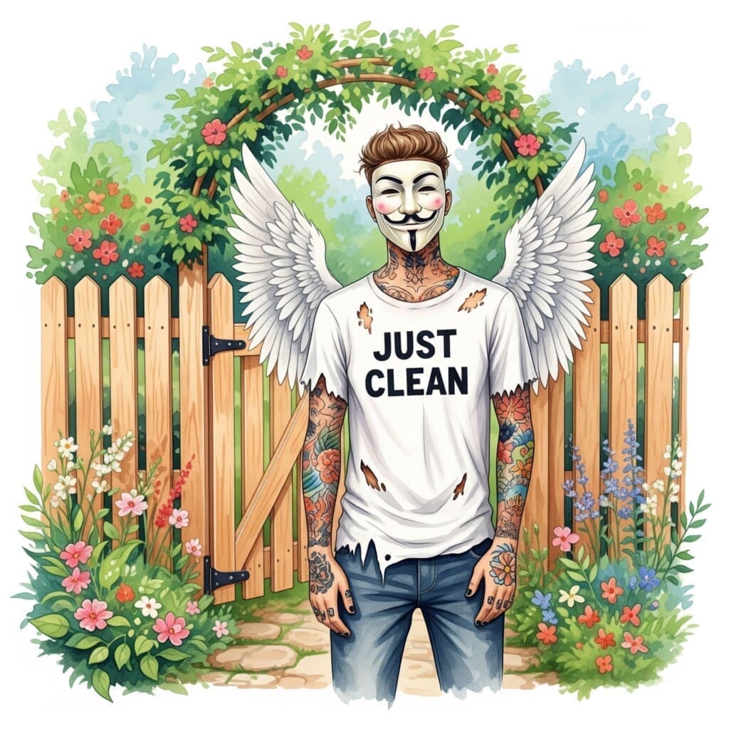 Ein wunderschöner, blühender Garten, der von einem sauberen, stabilen Holzzaun umgeben ist. Das Gartentor steht einladend offen. Symbolisiert die positive Metapher der Grenze. "gesunde Grenzen setzen", "sich selbst schützen", "liebevolle Abgrenzung"