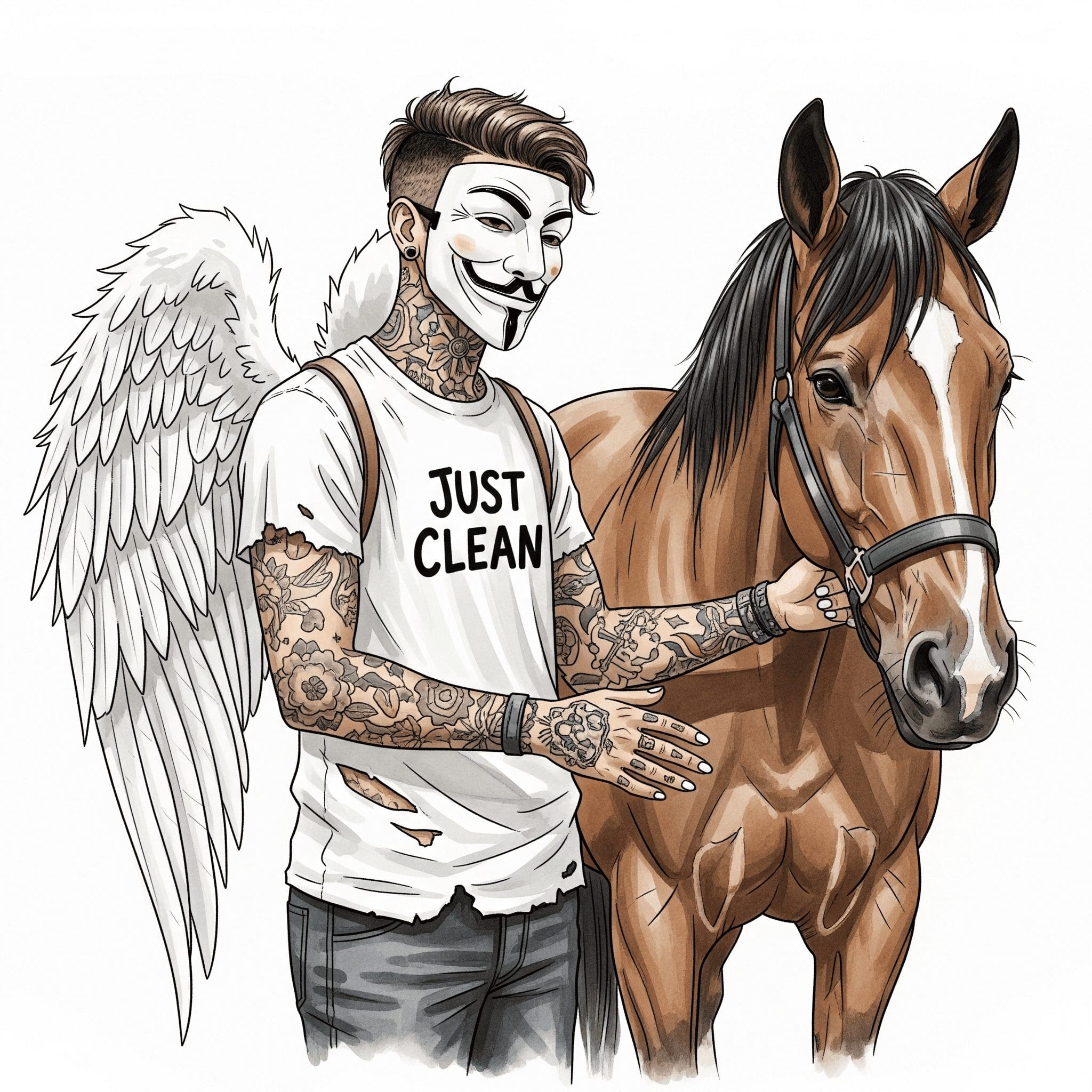 Eine Person, die ruhig und konzentriert ein Pferd striegelt und führt. Die Szene strahlt Vertrauen und Ruhe aus. Symbolisiert die besonderen Therapieangebote. "Therapie mit Pferden", "tiergestützte Therapie", "besondere Angebote Suchthilfe"