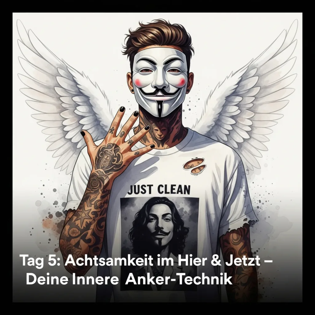 Tag 5: Achtsamkeit im Hier & Jetzt – Deine innere Anker-Technik. Podcast und Artikel Titelbild
