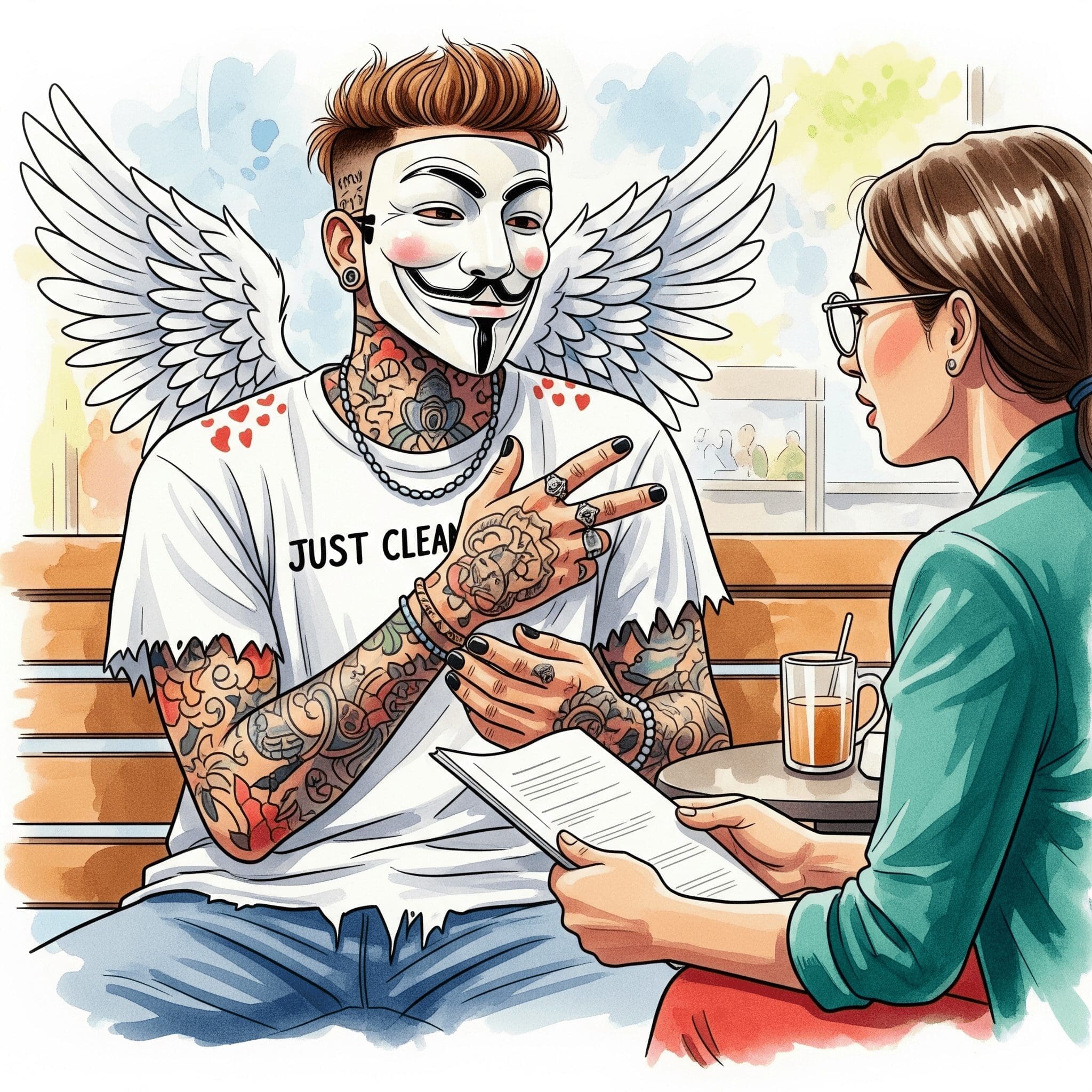 Zwei Personen sitzen sich in einer entspannten, normalen Umgebung ( eine Parkbank) gegenüber und führen ein ernstes, aber konstruktives Gespräch. Symbolisiert die niederschwellige und alltagsnahe Art der ambulanten Beratung. "ambulante Beratung", "Sozialpädagogische Hilfe", "Gespräch mit Betreuer"