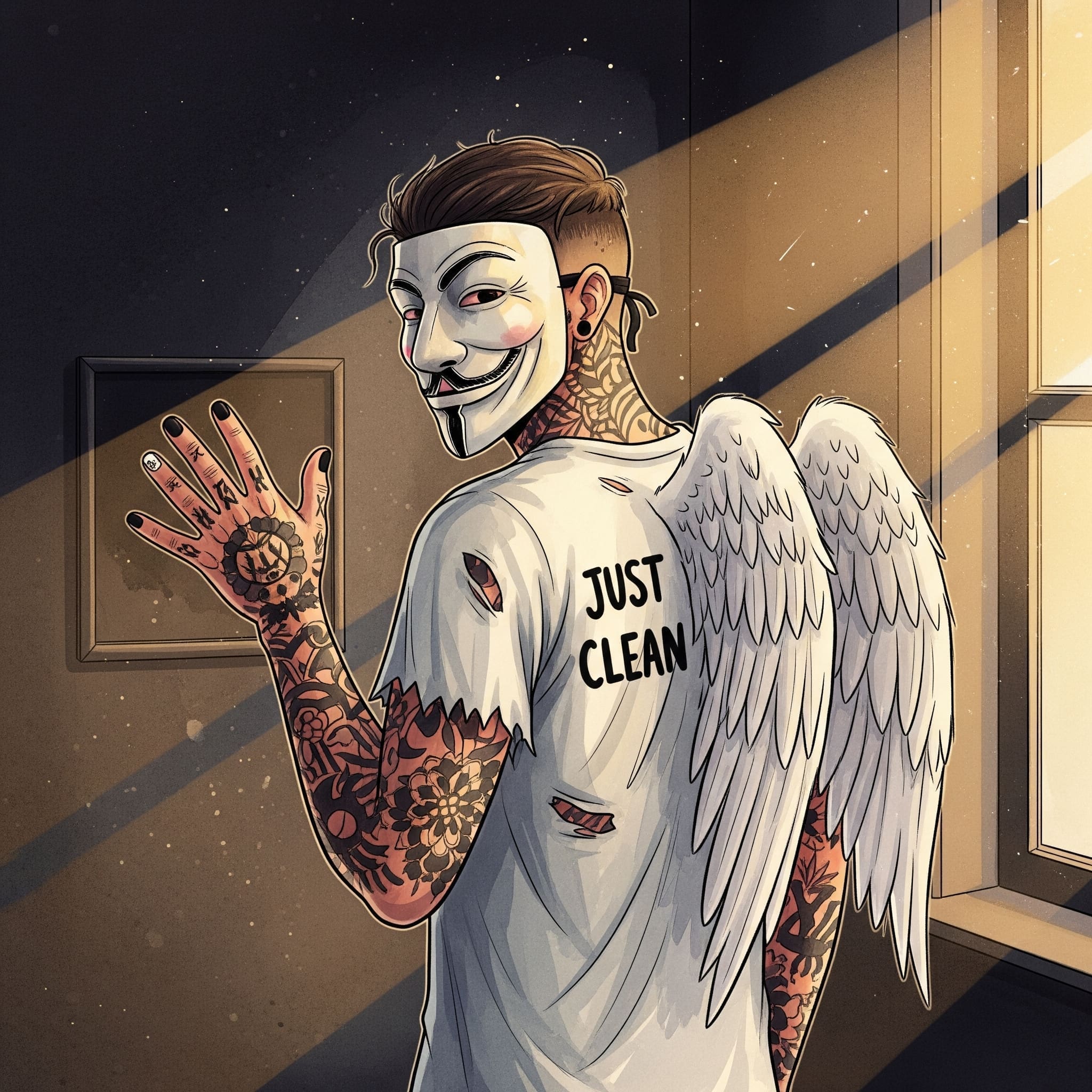 Ein leicht geöffnetes Fenster oder eine Tür, durch die ein warmer Lichtstrahl in einen dunkleren Raum fällt. Symbolisiert das "offene Fenster" für ein Gespräch und die Hoffnung. "richtiger Zeitpunkt für Gespräch", "Therapie vorschlagen", "Hoffnung für Angehörige"