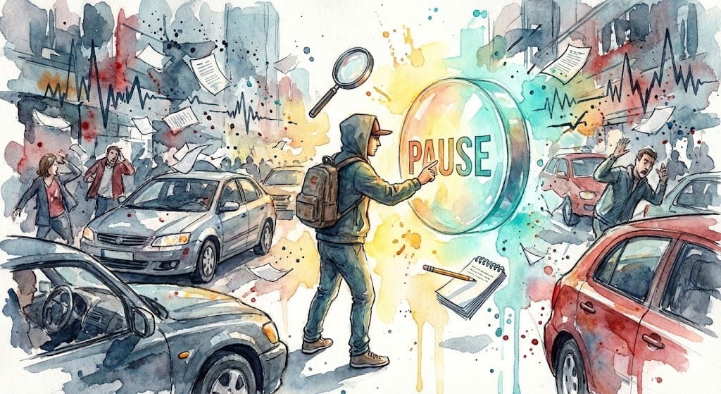 NeelixberliN drückt die Pause-Taste in einer stressigen Situation, um zu analysieren.