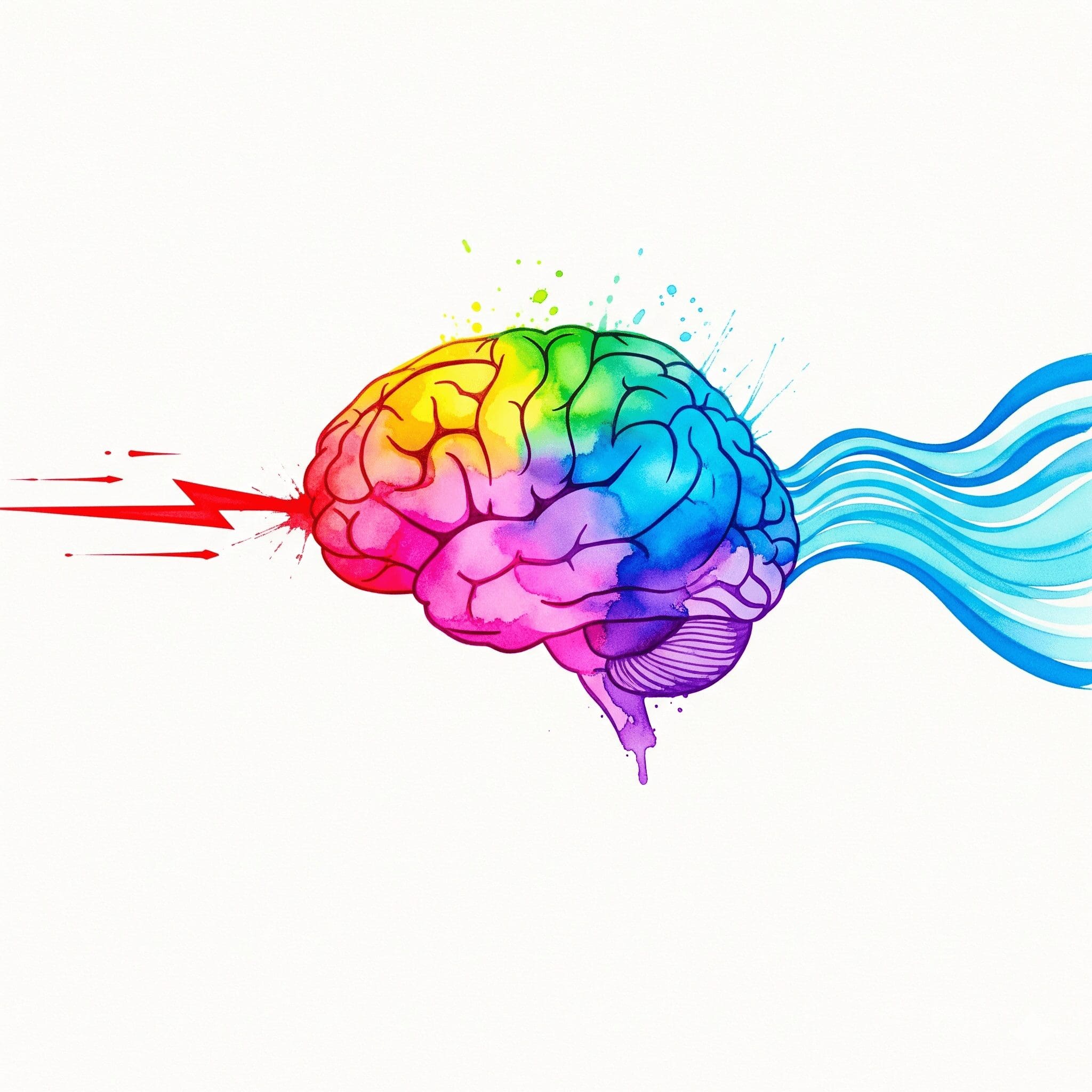 Künstlerische Darstellung des Vergleichs von nasalem (schneller Blitz) und oralem (langsamer Fluss) Drogenkonsum auf dem Weg zum Gehirn.