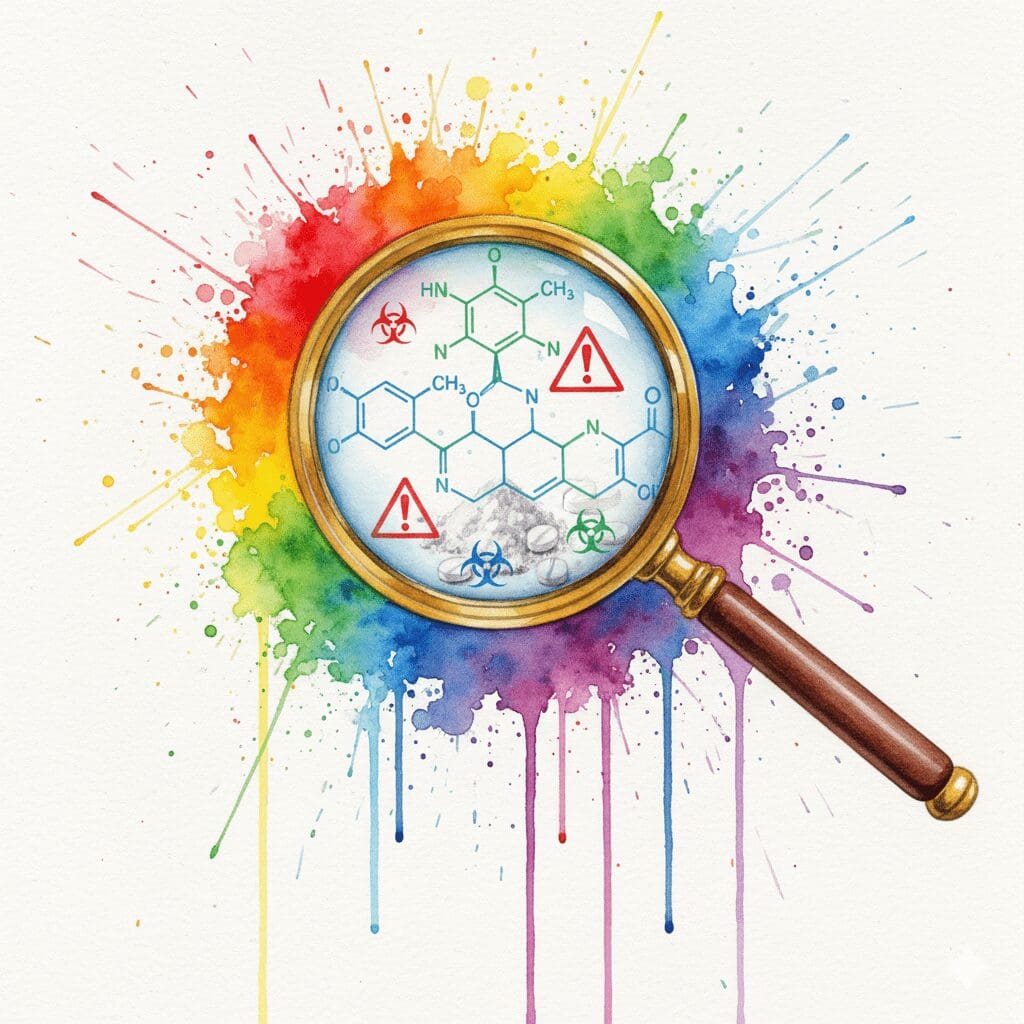 Drogen werden unter einem Mikroskop analysiert. Symbol für das Drugchecking-Angebot bei der Krisenhilfe Bochum.
