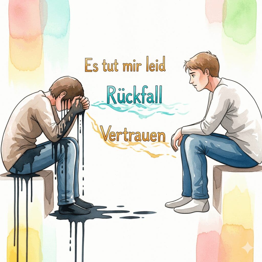 Rückfall Geständnis Ehrlichkeit schwieriges Gespräch Partner Beziehung Recovery Vertrauen