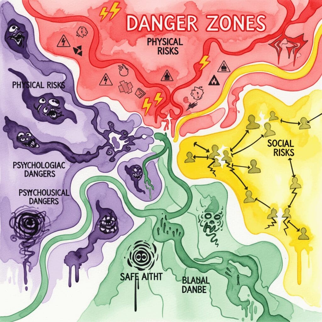 Recovery Sexualität Risiken Gefahrenzonen Sicherheit Pfade Landkarte rote Bereiche violette Zonen gelbe Bereiche grüne Pfade