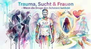 Symbolbild zu Trauma, Sucht, Frauen, PTBS, Selbstmedikation, Recovery und trauma-informierter Hilfe mit NeelixberliN-Figur.