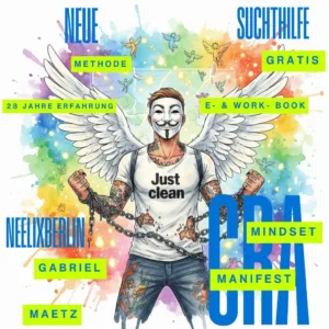 Die NeelixberliN-Figur (Watercolor) präsentiert stolz das kostenlose Ebook "Das CRA-Mindset-Manifest" als Wegweiser aus der Sucht.