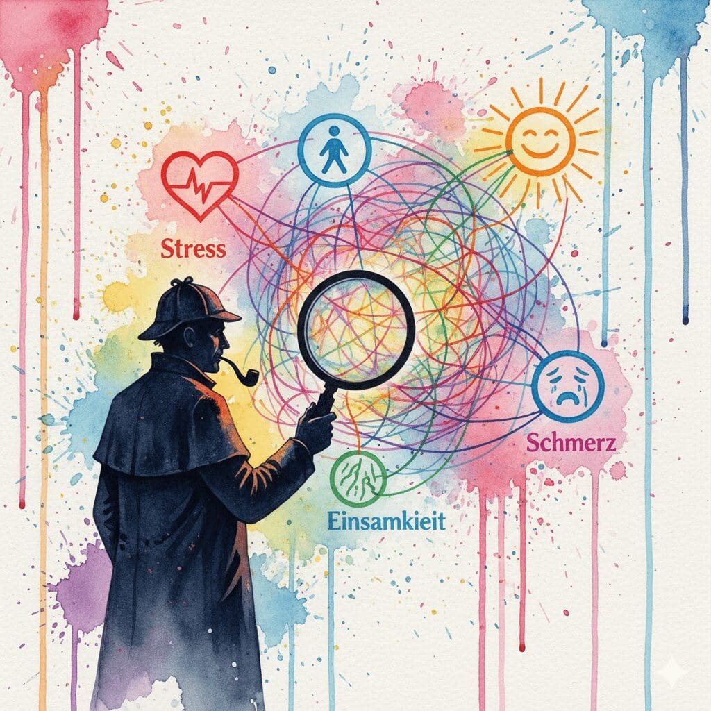 Ein Angehöriger als Meisterdetektiv, der mit der Funktionsanalyse die verborgenen Verbindungen im System der Sucht untersucht.