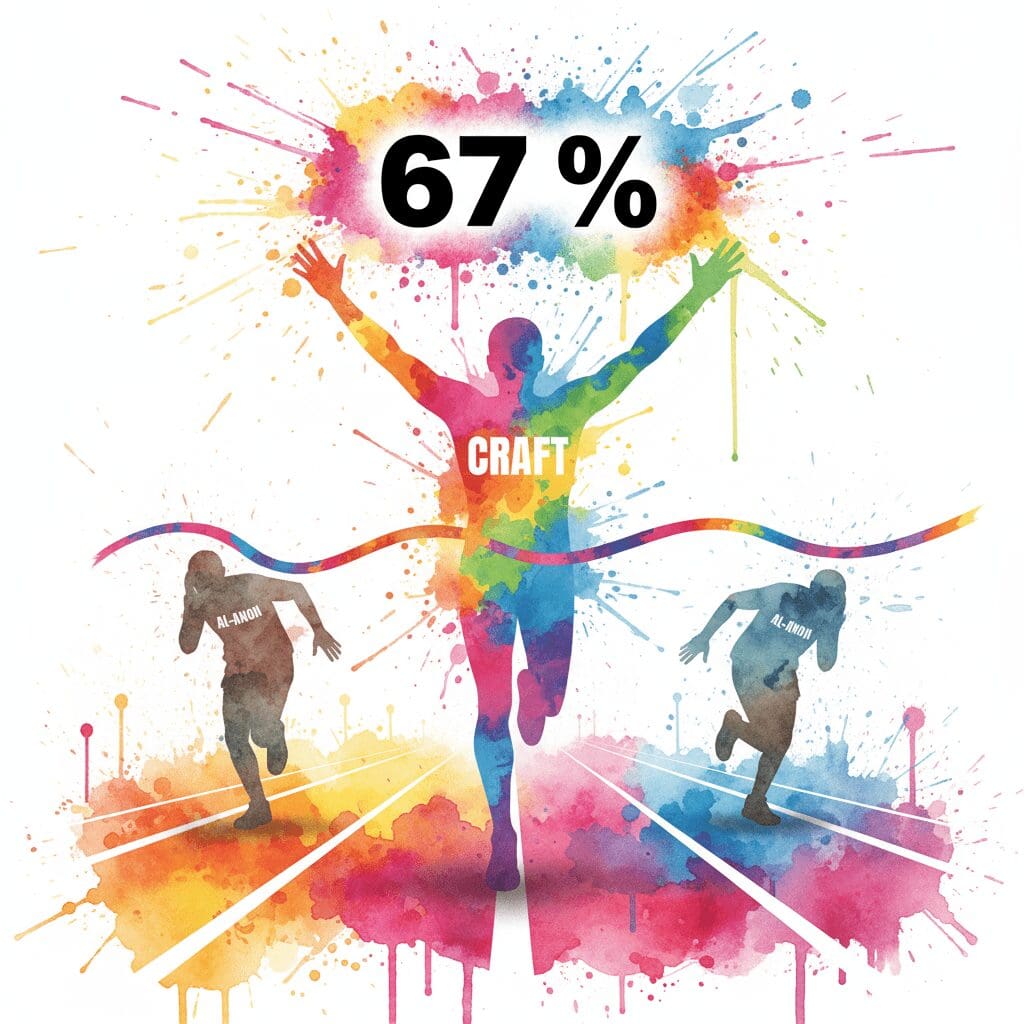 Ein Läufer namens CRAFT gewinnt ein Rennen gegen andere Methoden. Symbol für die überlegene Wirksamkeit von CRAFT in Studien.