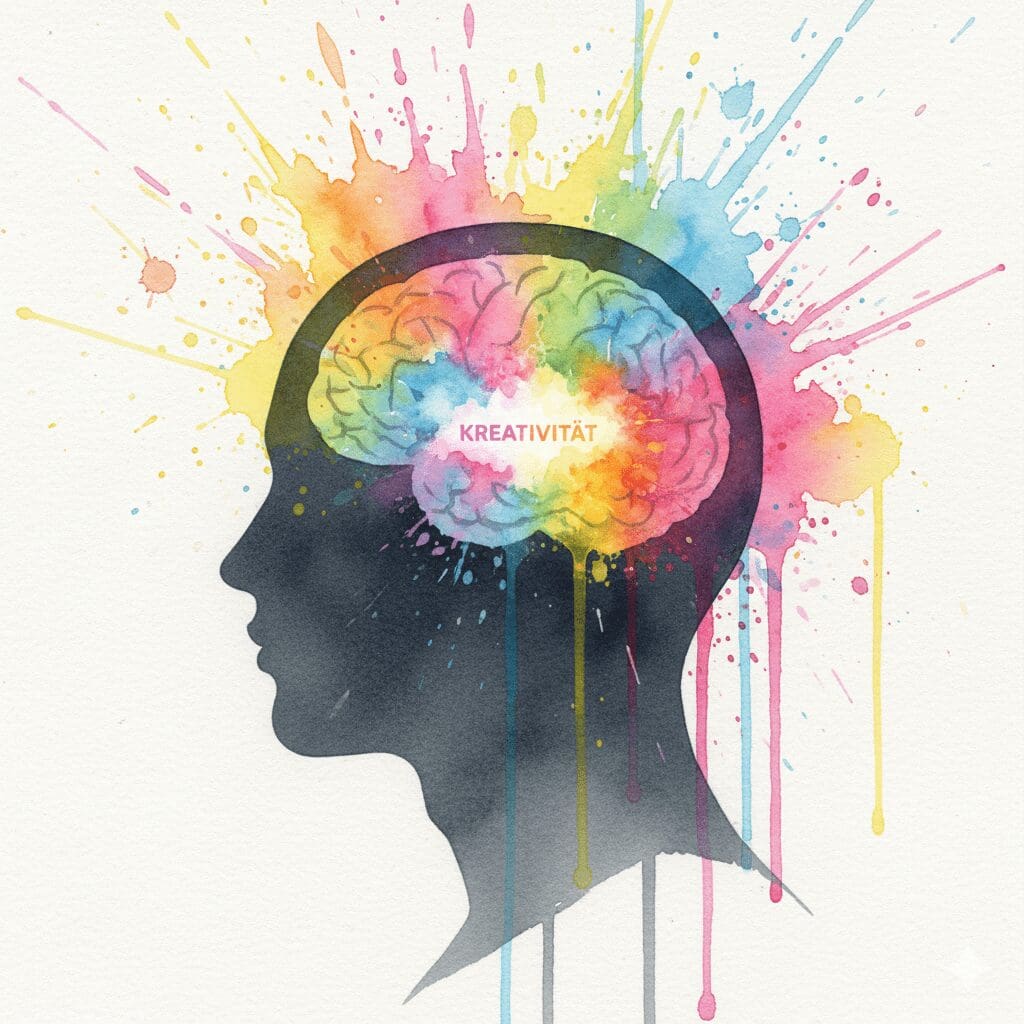 In einem "leeren", gelangweilten Gehirn entsteht ein Funke der Kreativität. Symbol für Langeweile als Superkraft und Sucht-Impfung.