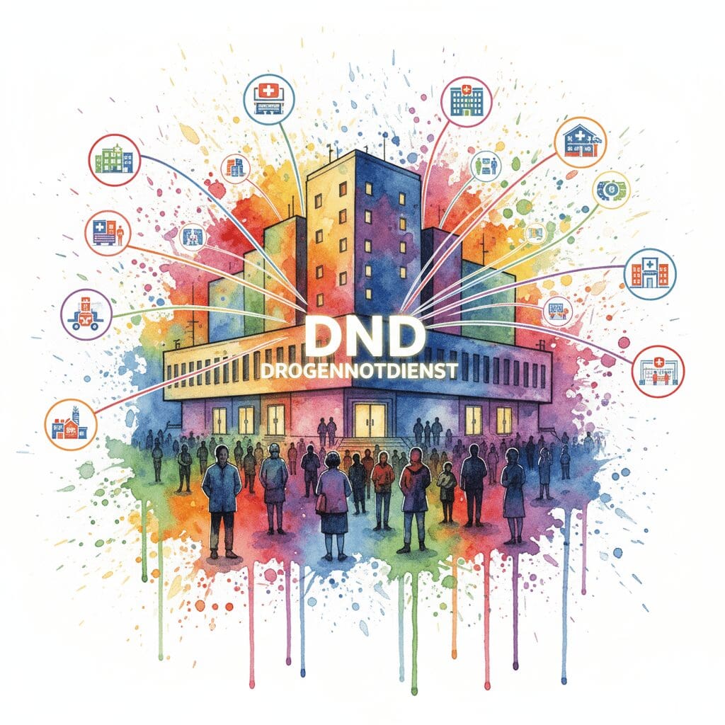 Der Drogennotdienst Berlin als zentrale Verteilerstelle für Hilfe. Symbol für das Berliner Zuweisungssystem.