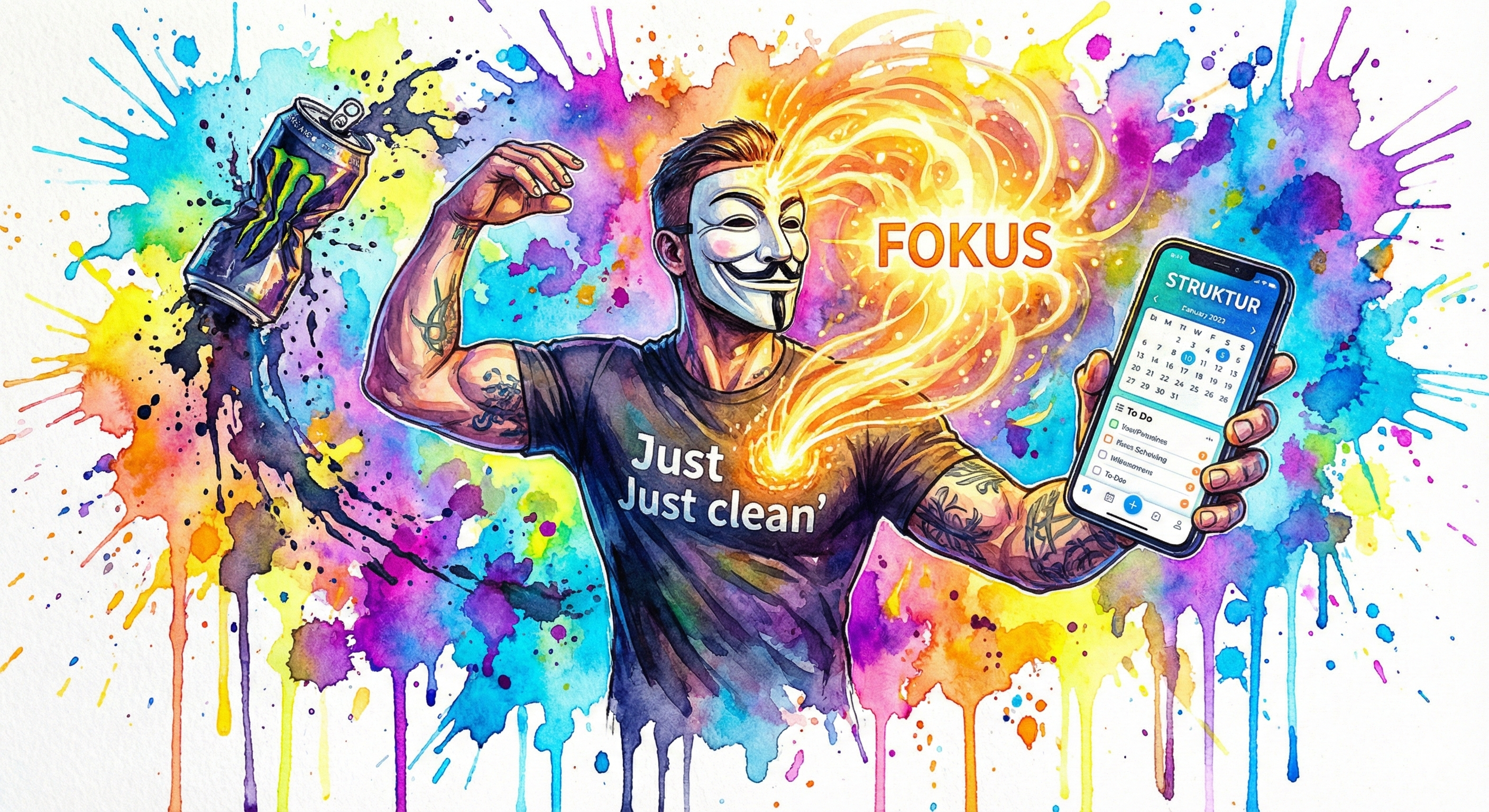 NeelixberliN wirft Energy Drink weg und nutzt innere Energie durch Struktur. Symbol für echte Recovery.