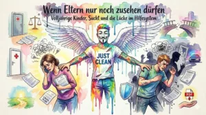 Symbolbild zu Eltern volljähriger suchtkranker Kinder, Suchtkrise, PsychKG, Doppeldiagnose, Polytox und Hilfesystem mit NeelixberliN-Figur.