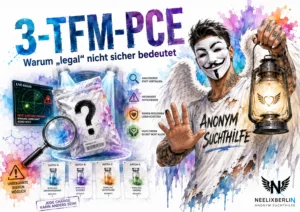 Symbolbild zu 3-TFM-PCE, Research Chemicals, Drugchecking, Harm Reduction, Batch-Chaos und Anonym Suchthilfe.