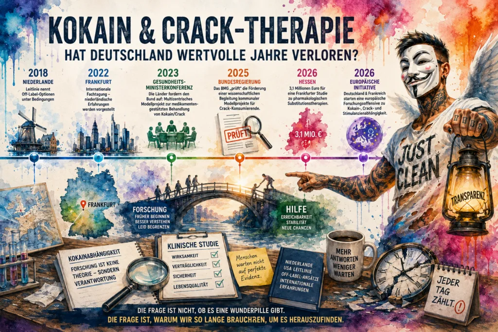 Symbolbild zu Kokain- und Crack-Therapie, Forschung, Deutschland, Frankfurt, internationalen Medikamentenansätzen und möglichen verlorenen Jahren.